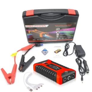 Car Jump Starter Battery Booster Portable Power Pack with LCD Display Start Cables, Battery Charger 20000mAh Jump Starter 12V 600A Peak Compass LED Flashlight 4 USB for Gas Vehicles EU Plug 100-240V