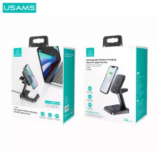 USAMS 3-in-1 Magnetic Wireless Charging Stand for Apple Devices (US-CC150