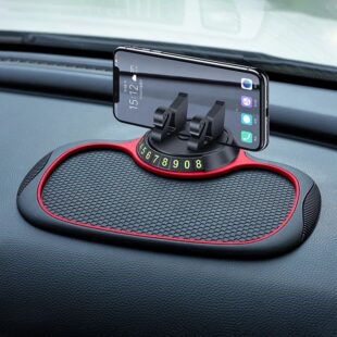 Multifunction Car Anti-Slip Mat Auto Phone Holder, Rotatable Anti Skid Car Dashboard Pad with Temporary Parking Numbe, Universal Phone Holder With Extra Large Pad For Phones Sunglasses Keys Gadgets